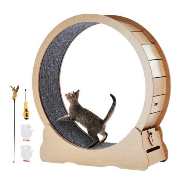 SucceBuy Wooden Cat Exercise Wheel Indoor